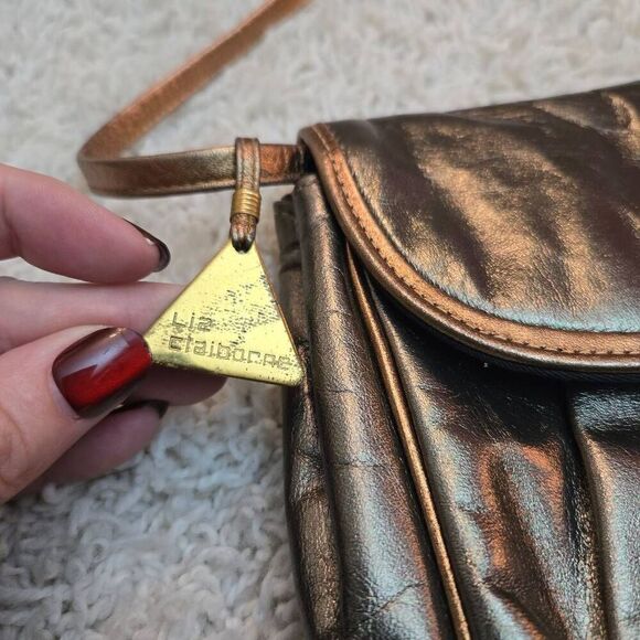 Vintage 90s Liz Claiborne Metallic Bronze Purse - Picture 3 of 9